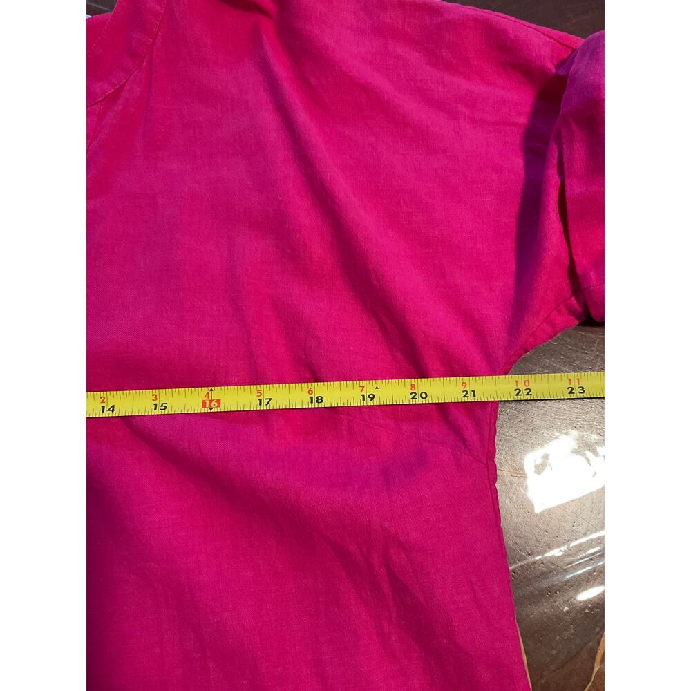 Vineyard Vines Pink Linen Blend Shift Dress V-neckline Short Sleeves - Picture 5 of 6
